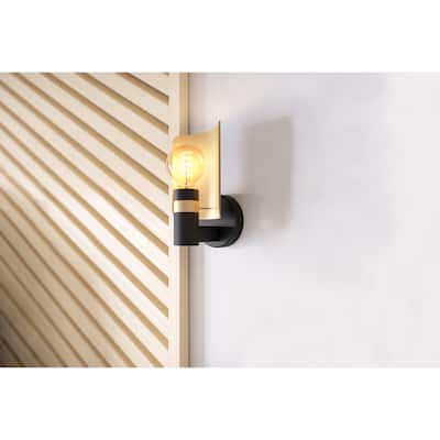 Hayes - 1-Light Wall Light - Black and Gold Finish