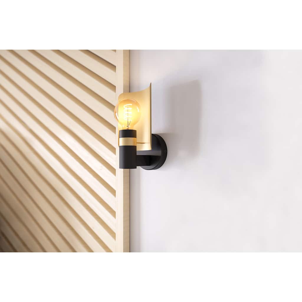 Hayes - 1-Light Wall Light - Black and Gold Finish