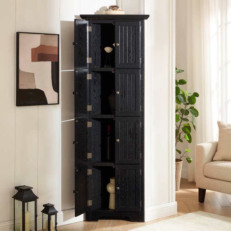 4-Tier 72" Corner Kitchen Pantry Storage Cabinet with 8 Doors Tall Storage Cabinet, Corner Cabinet and Shelves