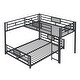 preview thumbnail 21 of 28, Twin over Full Size Metal Bunk Bed Frame with Iron Mesh Decor, L-Shaped Loft Bed with Underneath Platform Bed
