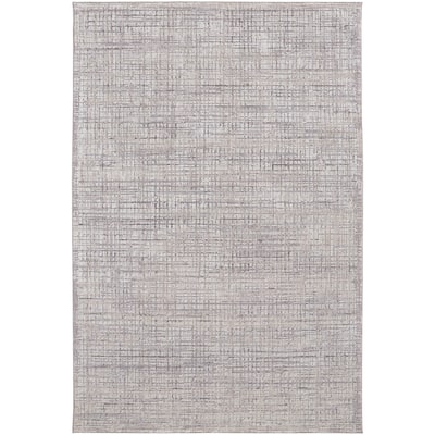 Inger Modern Crosshatch Gray/Beige Area Rug