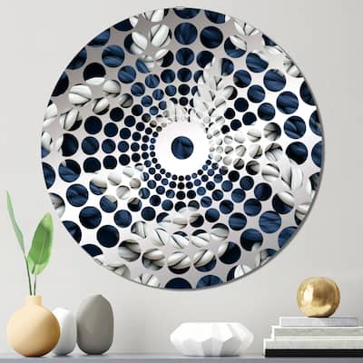 Designart "Coastal Rope Motifs White And Blue" - Nautical Coastal Concentric Circles Decorative Mirror