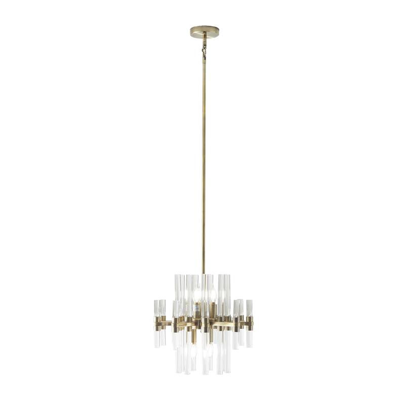 Metal Crystal Embellished 8 Light Room Chandelier with Link Style Chain - Gold - Roche River Decor - Gold