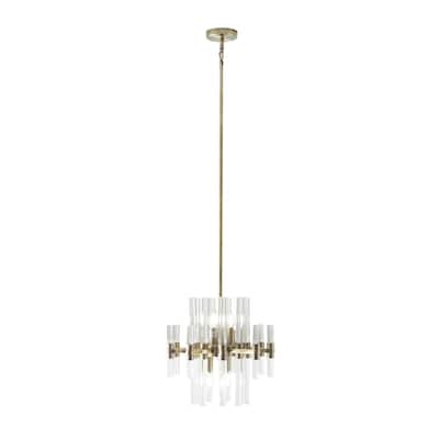 Metal Crystal Embellished 8 Light Room Chandelier with Link Style Chain - Gold - Roche River Decor