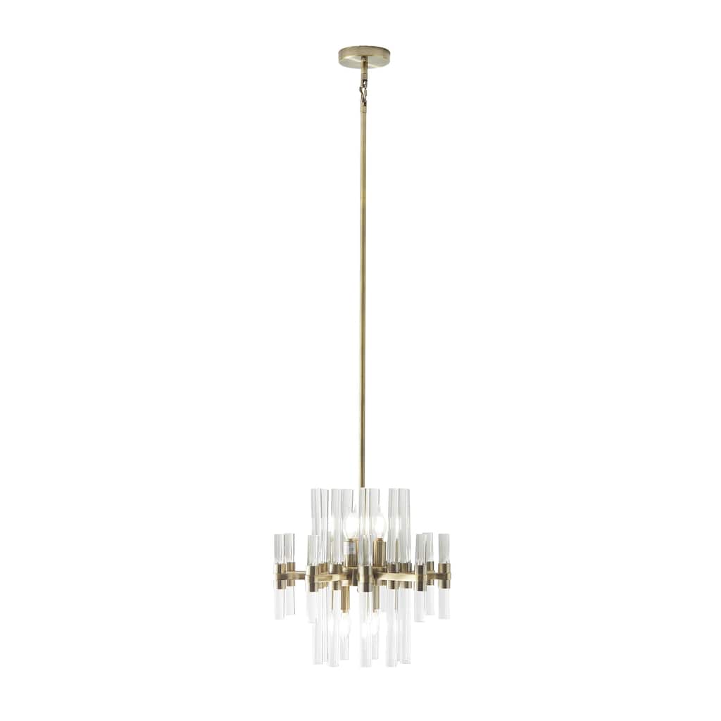 Metal Crystal Embellished 8 Light Room Chandelier with Link Style Chain - Gold - Roche River Decor