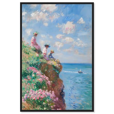 Art Remedy By The Seaside Framed Impressionism 1 Piece Canvas Wall Art /Monet And Van Gogh Inspired Art