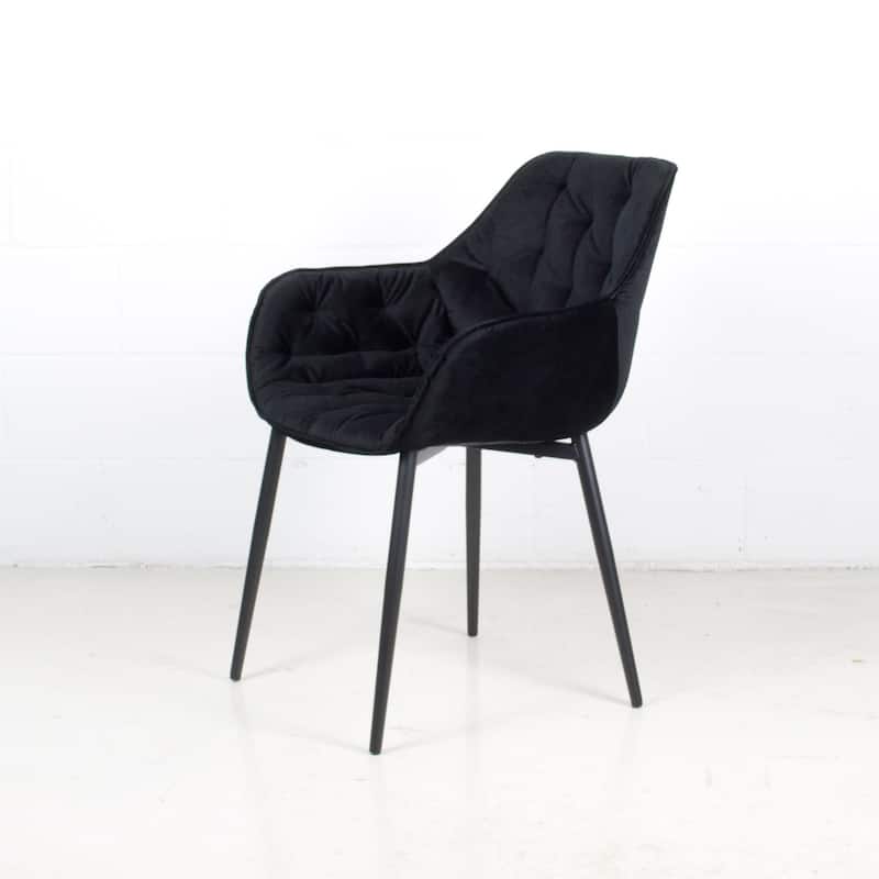 (Set of 2) Marcela Scandinavian Tufted Velvet & Metal Accent Arm Chair