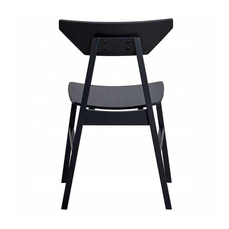 Set of 4 Wooden Dining Chairs with Curved Seat and Back in Black Finish