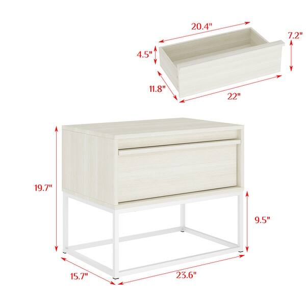 Beige SingleDrawer Bedside Table with Silent Glide Modern Elegance — free download