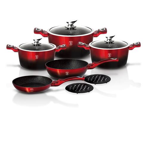 Berlinger Haus 10-Piece Kitchen Cookware Set Burgundy Collection