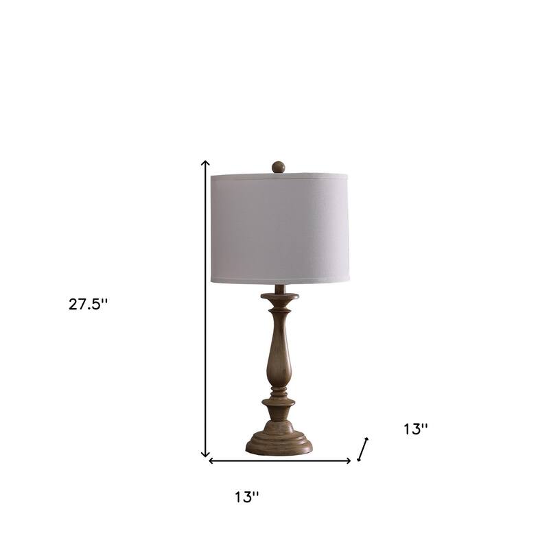 HomeRoots Rustic Taupe Cream Candlestick Table Lamp With White Shade - 13