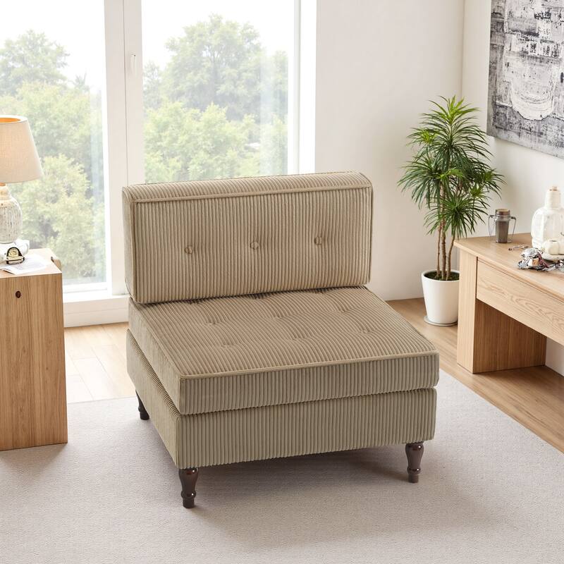 Modern Corduroy Corner Armchair Armless Chair sofa - Camel - Armless chair