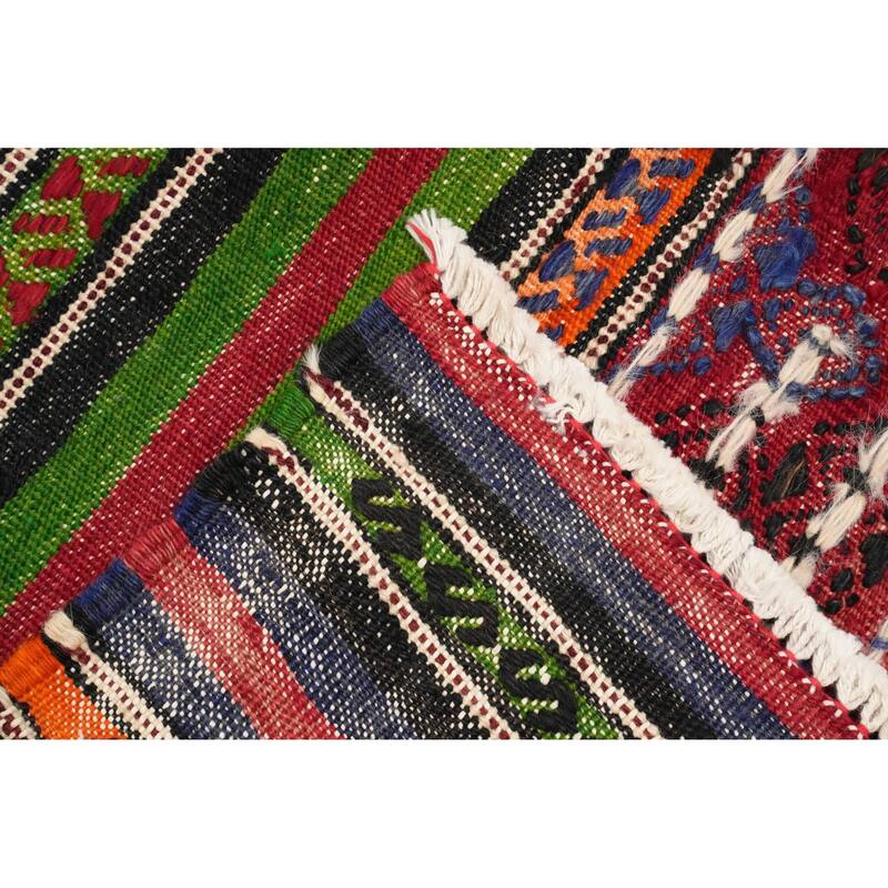 Hand Woven Oriental 100% Wool Carpet Southwestern Tribal Multi-Colored Kilim Area Rug - 10' 6'' X 5' 1''