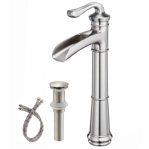 Vibrantbath Vessel Sink Faucet Waterfall with Pop Up Drain
