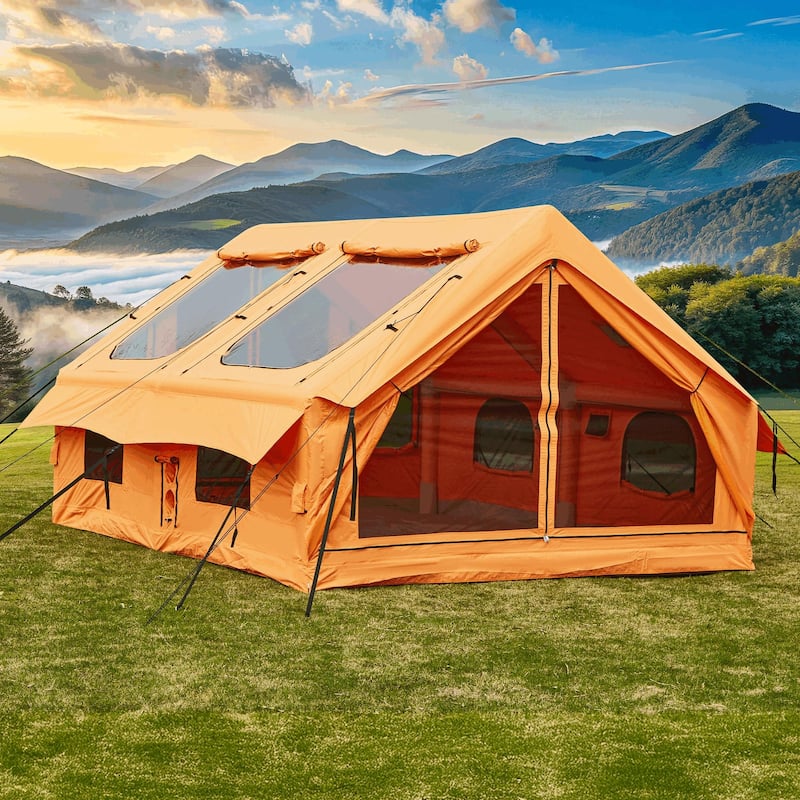 EROMMY Inflatable Tent with Chimney Opening, 8-10 Person Air Glamping Tent