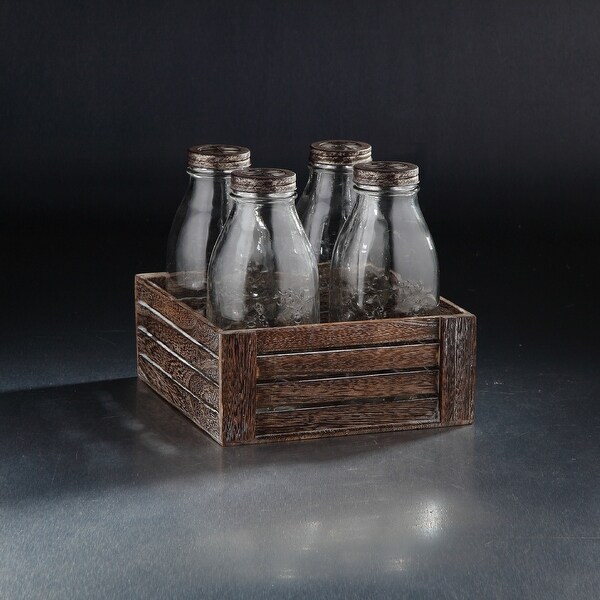 9.5" Clear Hand Blown Glass Vase with Rustic Lid - N/A