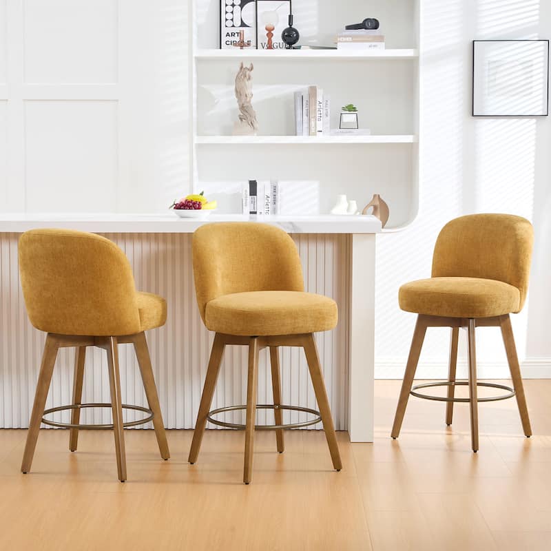 Fabric Upholstered Counter Height Swivel Bar Stools - 37.8"H x 19.7"W x 23.2"D