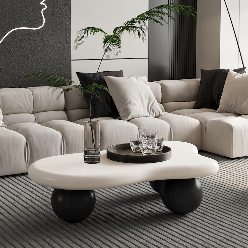 40" Cloud Shaped Coffee Table with 3 Ball Legs