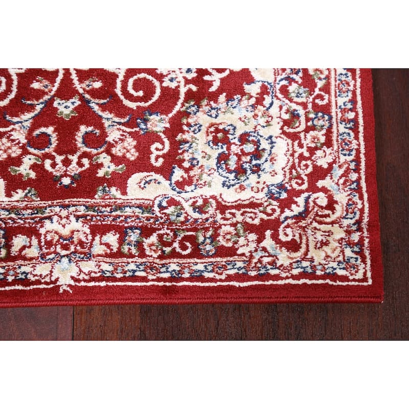 Red Floral Medallion Transitional Turkish Rug Oriental Carpet