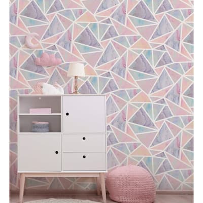 Pastel Geometric Fragments Multi Wallpaper - 20.8 in. W x 33ft L - Double Roll