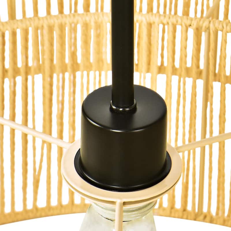 1-Light Rattan Rope Handwoven Hanging Pendant Light