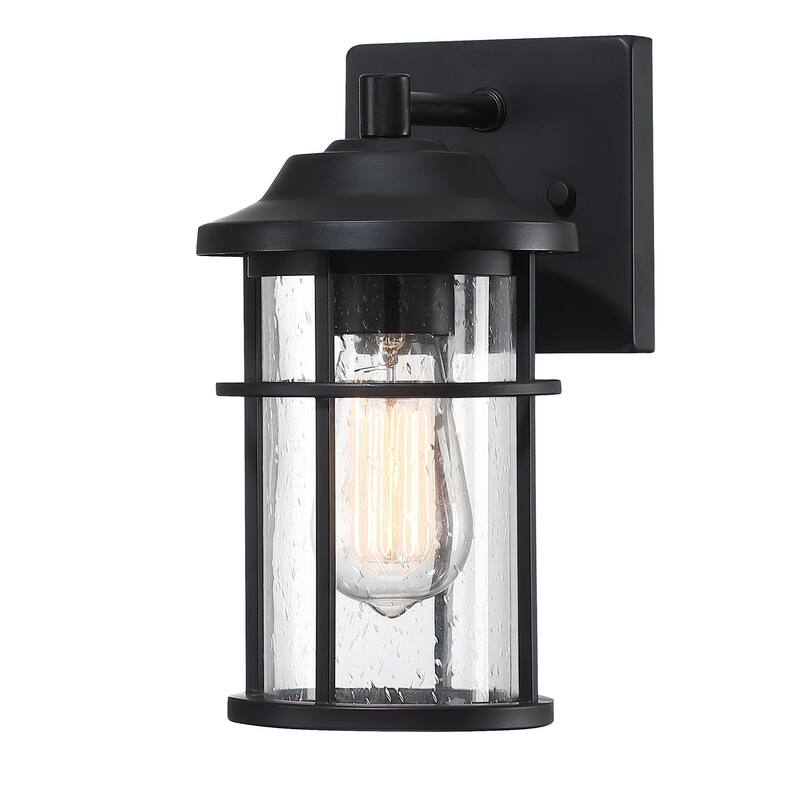 1 Light Matte Black Lantern Outdoor Wall Sconce - Matte Black