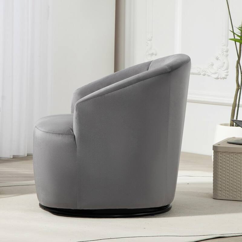 Accent Chair with Barrel-shaped Design and 360 Degree Swivel Feature