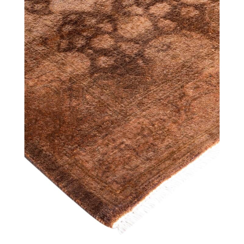 Fine Vibrance One-of-a-Kind Hand-Knotted Runner Rug - Brown, 2' 8" x 4' 1" - 2' 8" x 4' 1"