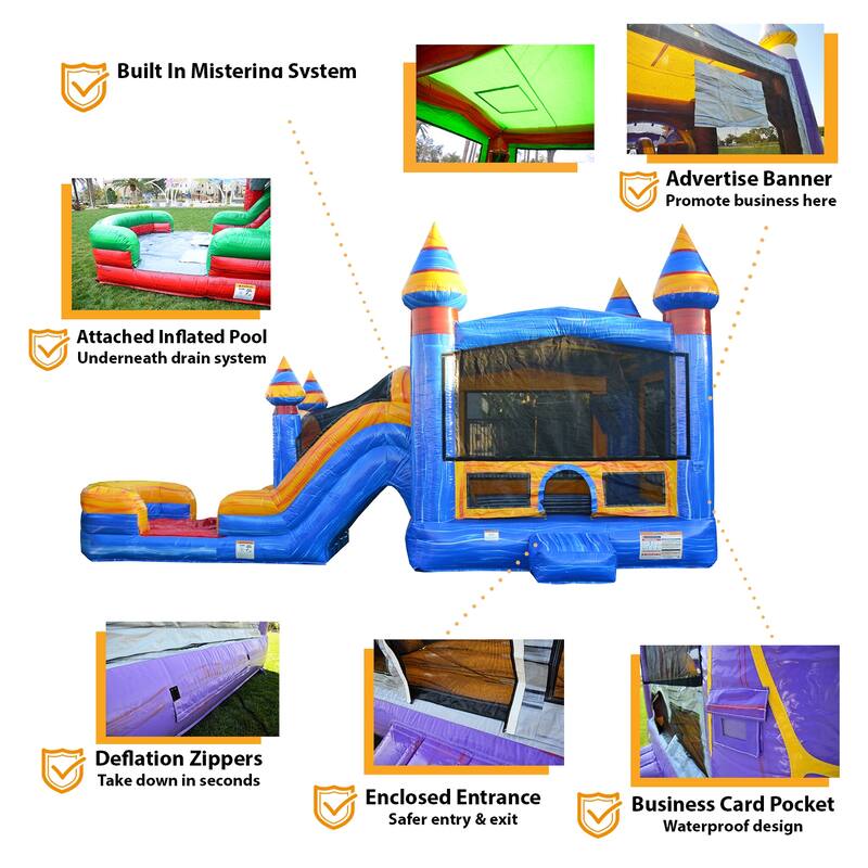 JumpOrange Melting Arctic Commercial Grade Inflatable Bounce House & Water Slide for Kids (with Pool and Blower)