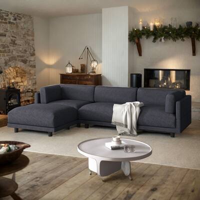 Mid-Century Modern Design Upholstered L-Shaped Convertible Sectional Sofa,With Reversible Chaise,Living Room Sets