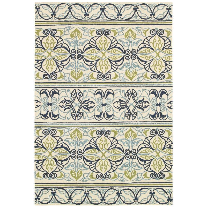 Miami Fleur Ivory- Lime Green Indoor/ Outdoor Area Rug - 3'6" x 5'6"