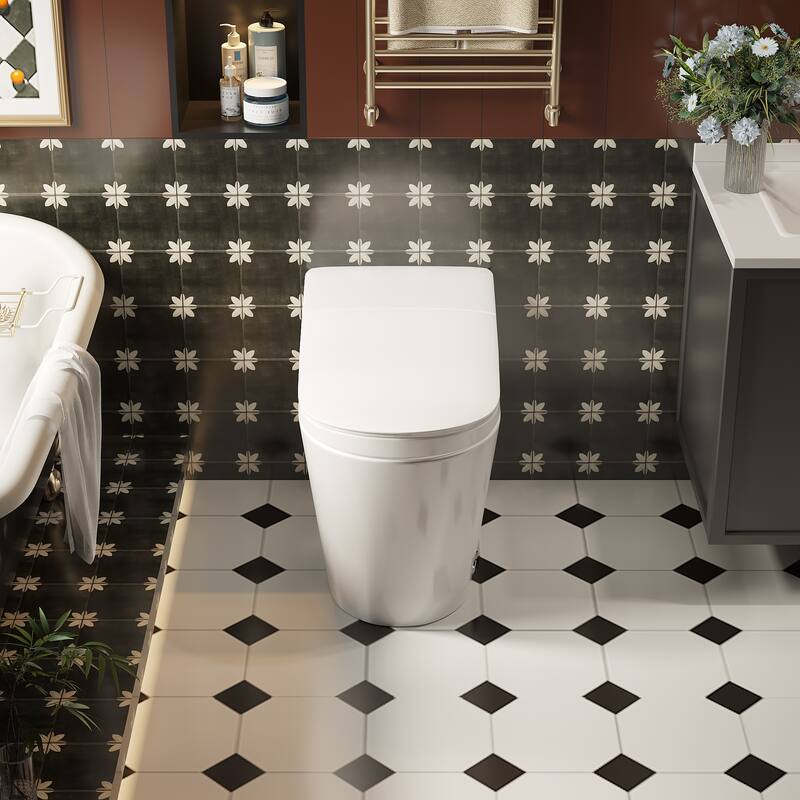 Luxury Smart Toilet with Tank, UV Sterilization, Heated Seat,Warm Air Dryer, Instant Heating Water, Night Light