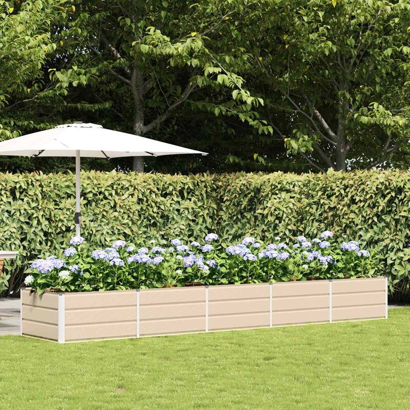 vidaXL Planter in Steel - 62.99 x 31.50 x 17.72 - Off-White - 157.48 x 31.50 x 17.72 in