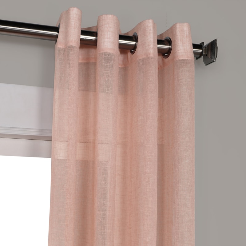 Exclusive Fabrics Grommet Solid Faux-linen Sheer Curtain (1 Panel)
