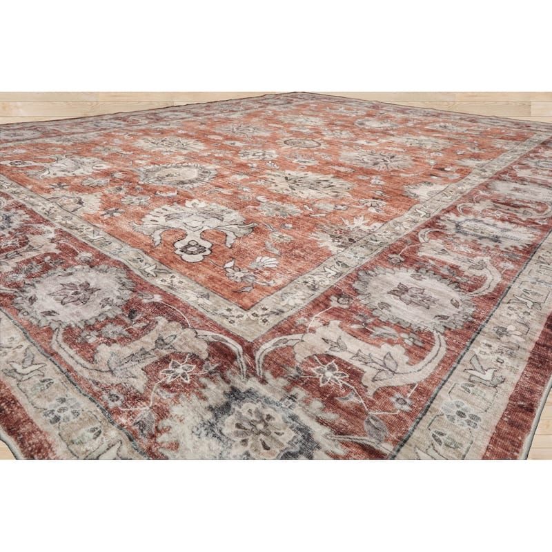 LoomBloom Machine Made Washable Polyester Area Rug Rust Traditional