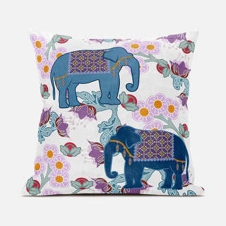 26x26 Blue Pink Gray Elephant Blown Seam Broadcloth Animal Print Throw ...