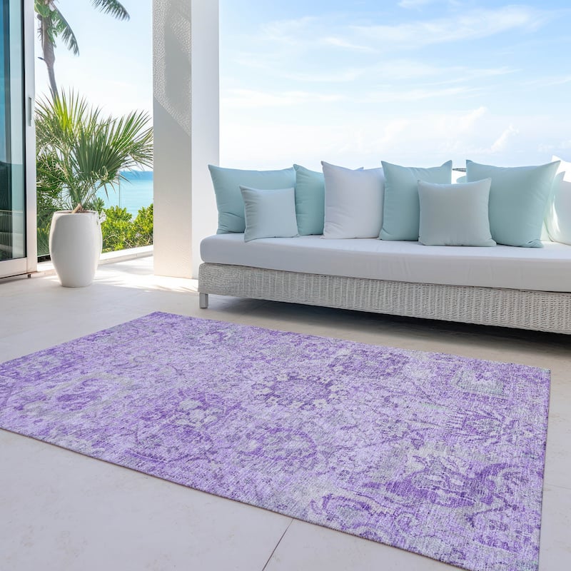 Machine Washable Indoor/ Outdoor Vintage Traditional Chantille Rug