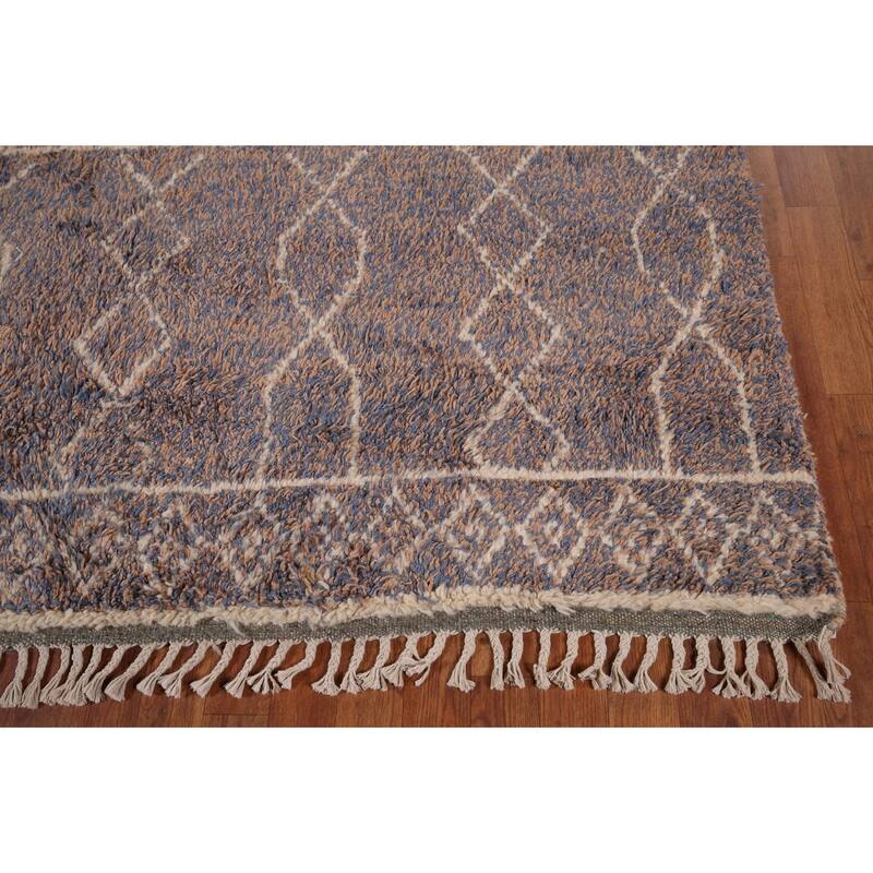 Plush Moroccan Area Rug Hand-Knotted Wool Carpet - 6'9" x 10'3"