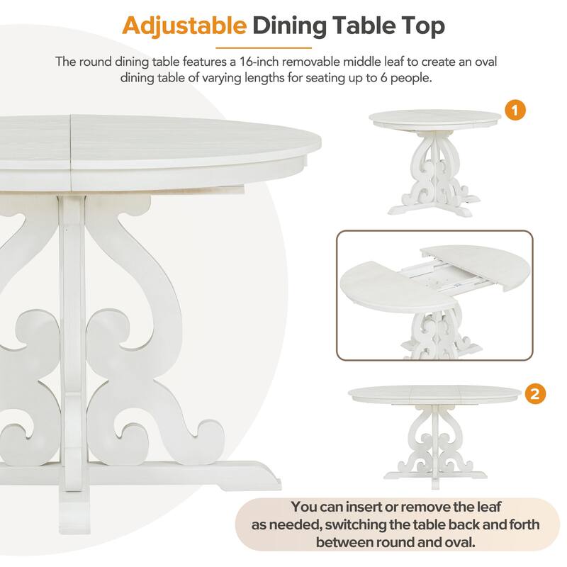 5-Piece Wooden Dining Table Set with Extendable Table & 4 Chairs