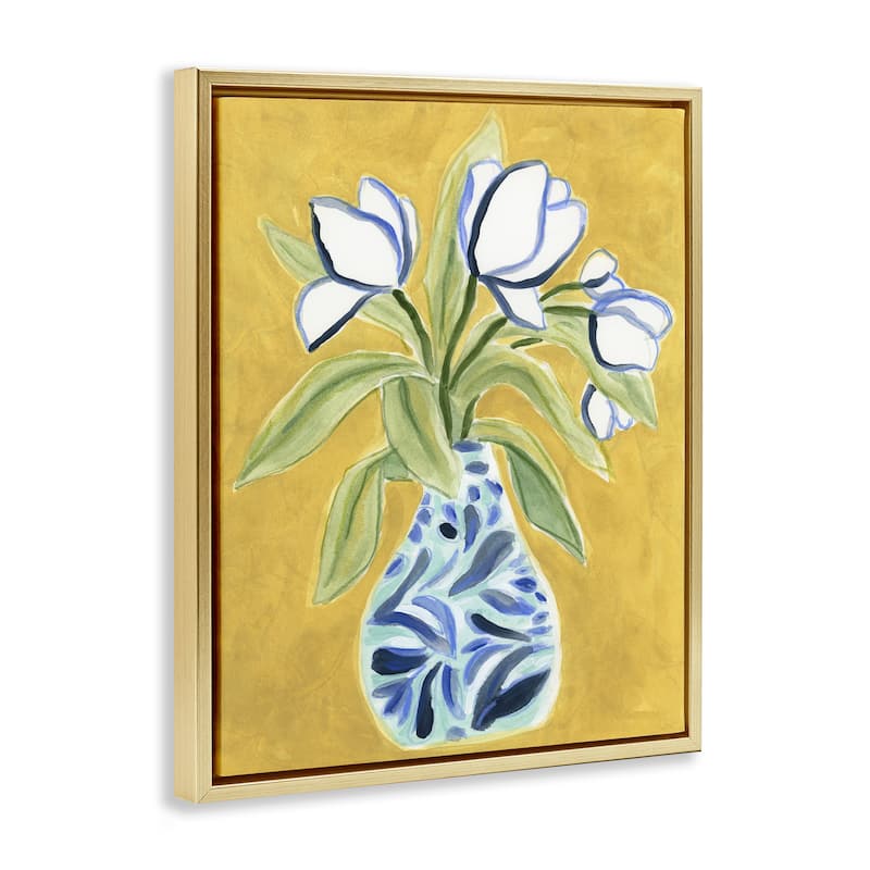 Stupell Lively Tulips in Vase Framed Floater Canvas Wall Art Design By June Erica Vess