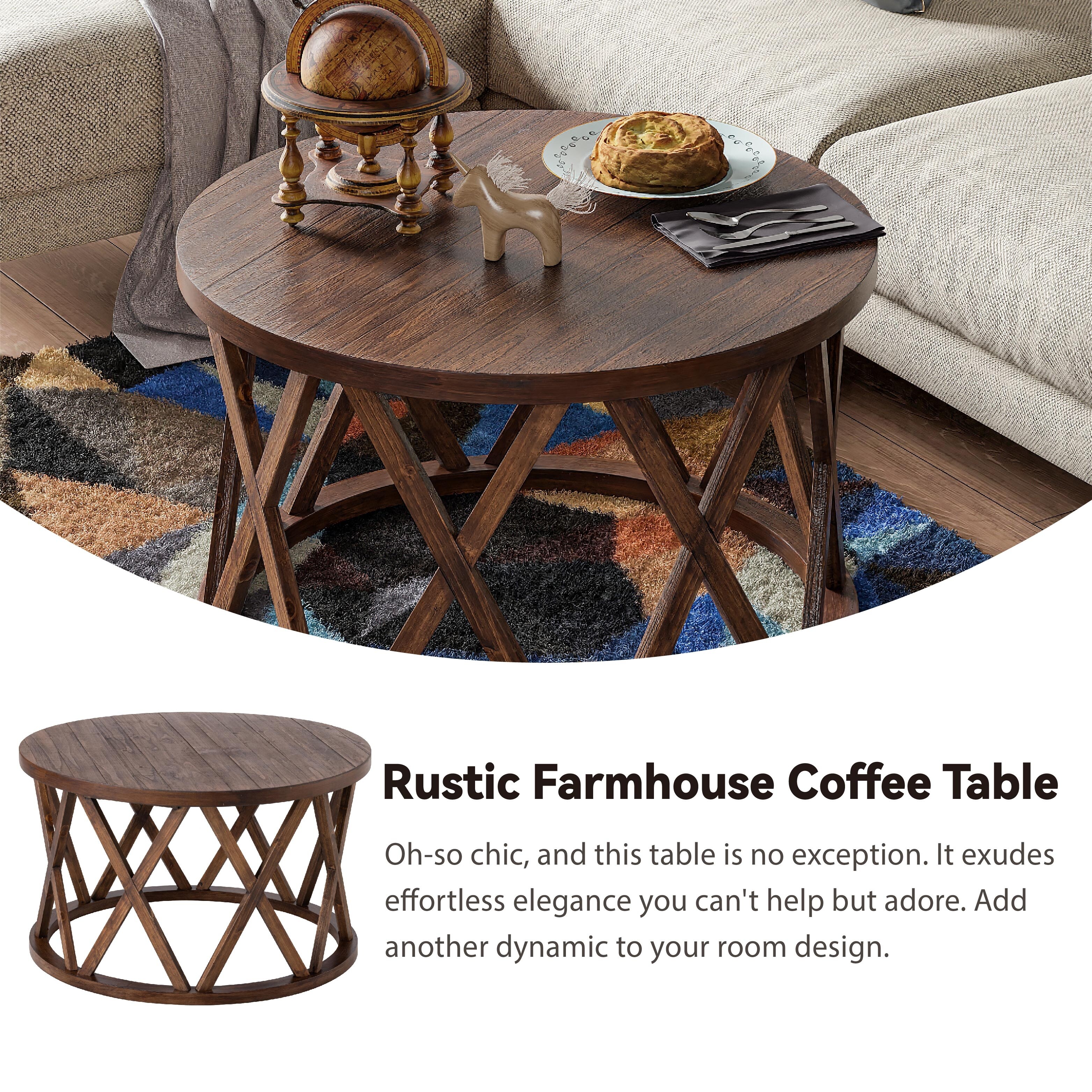 French provincial shop round coffee table