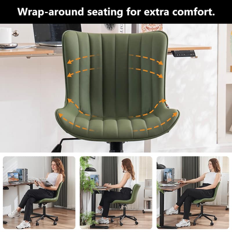 Ergonomic Office Chair Swivel Armless Desk Chair with Wheels