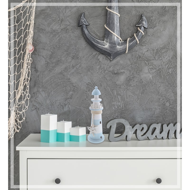 CoTa Global Blue Lagoon Wooden Lighthouse 12 Inch, Nautical Decor - 5″Lx4.35″Wx11.5″H