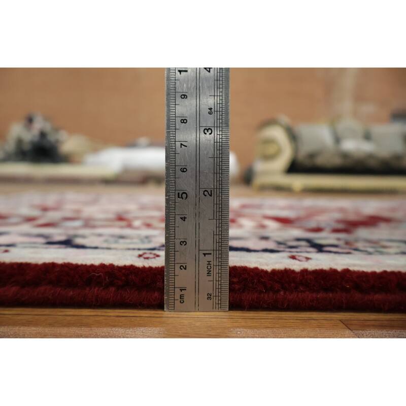 Hand Knotted Oriental 100% Wool Carpet Traditional All-Over White Kashan Runner Rug - 7' 11'' X 2' 8''