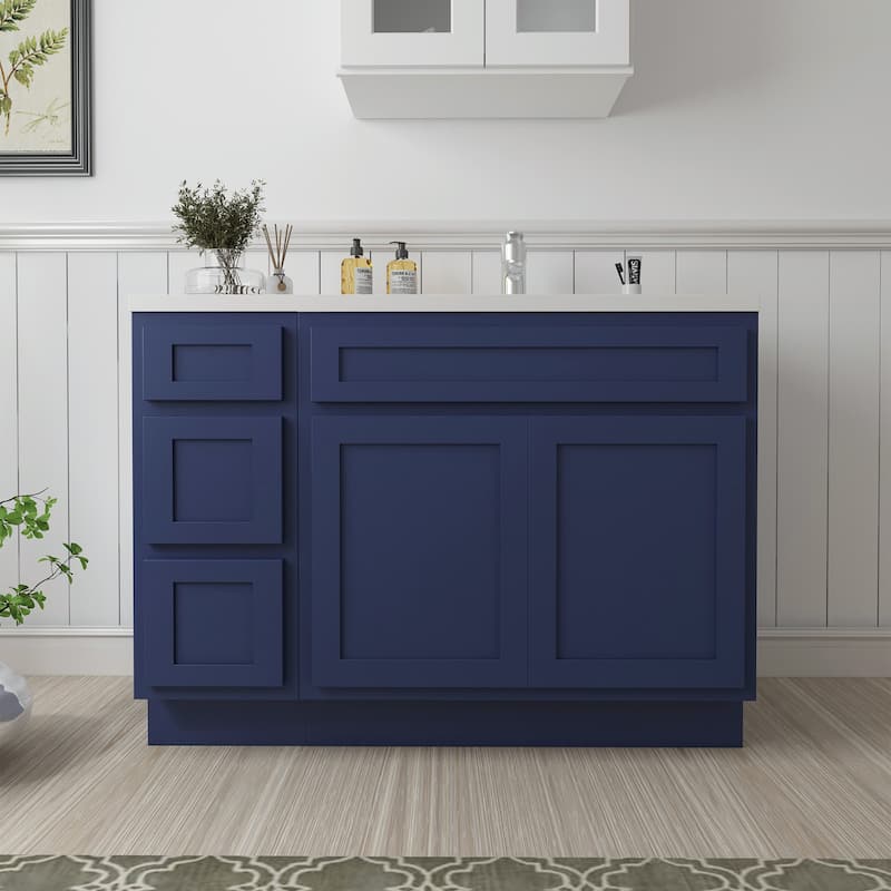 Vanity Art 42" Oak Freestanding Bathroom Vanity Cabinet without Top - Blue