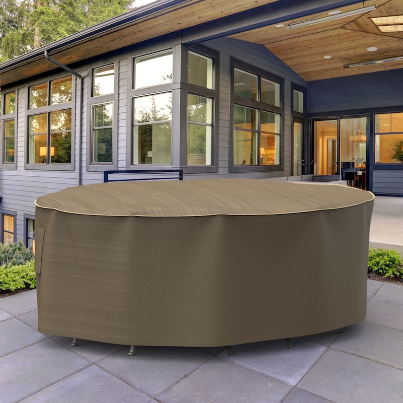 Budge StormBlock™ Hillside Black and Tan Oval Patio Table and Chairs Combo Cover Multiple Sizes