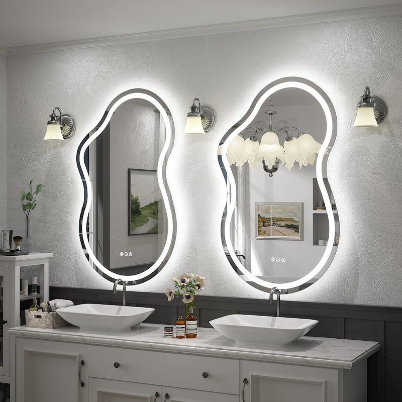 UL Certified Irregular LED Anti-fog Cloud-shaped Wall Bathroom Vanity Mirror