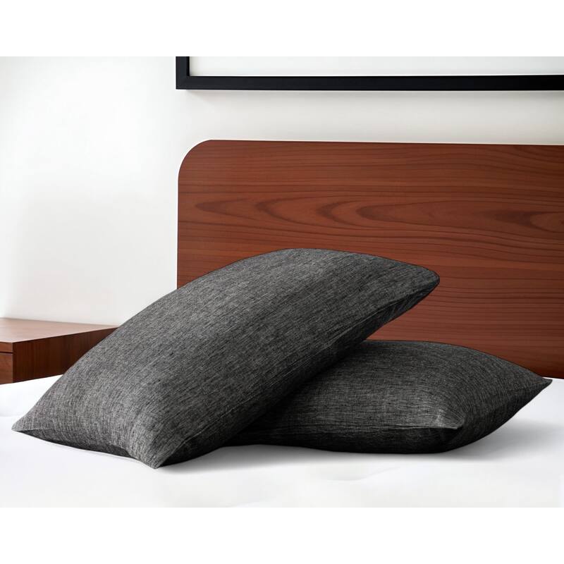 HomeRoots Set of Two Onyx Linen Pillowcases - King - Gray