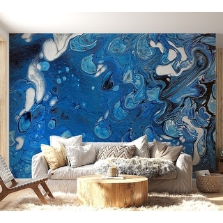 Peel & Stick Wall Mural - Blue Abstract Pouring Art - Removable ...