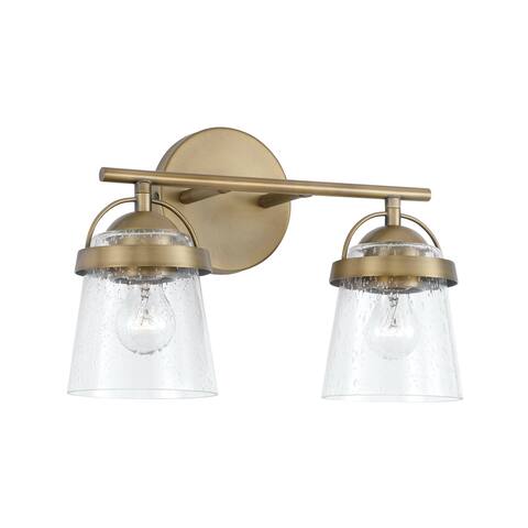 Madison 2-light Bath/ Vanity Fixture w/ Clear Seeded Glass